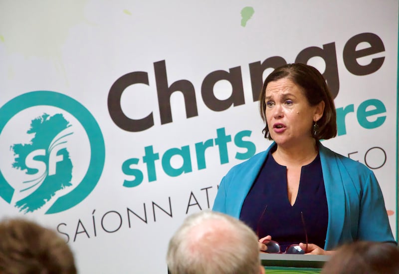 Mary Lou McDonald in Monaghan, where she said she believes her party's 335 local election candidates can claim a seat each in next month's elections. Photograph: Cate McCurry/PA Wire


