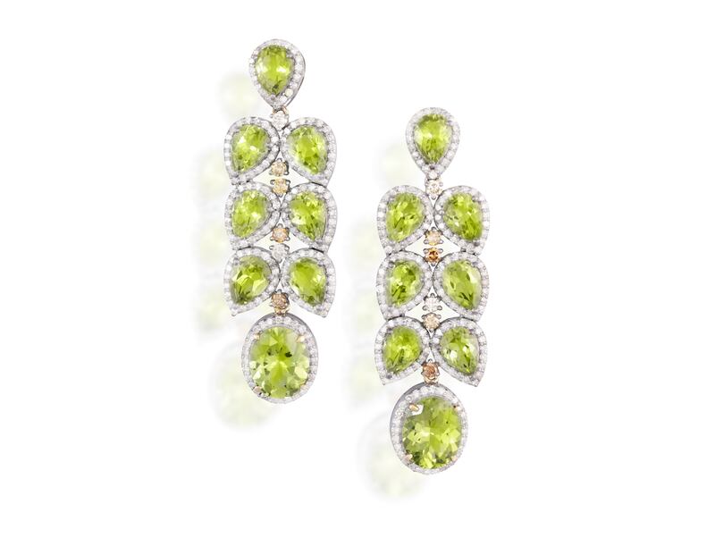 Peridot and diamond pendant earrings (€1,200-€1,800 at Adam's 