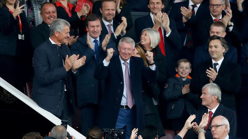 Alex Ferguson made his first visit to Old Trafford after undergoing emergency brain surgery in May, as Manchester United were held 1-1 by Wolves. Photograph: Martin Rickett/PA