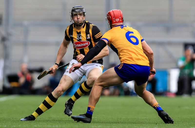 Kilkenny's Walter Walsh with Clare's John Conlon during last year's All-Ireland semi-final clash. Photograph: Evan Treacy/Inpho 
