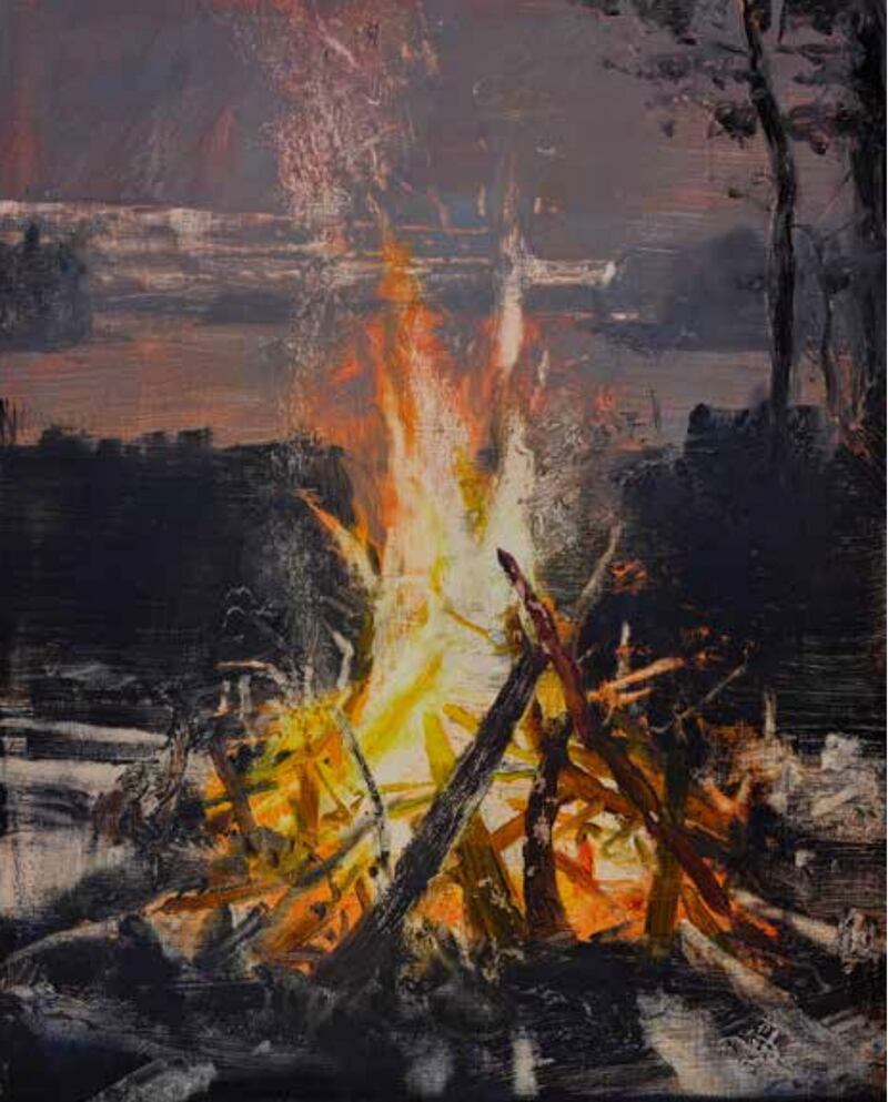 David Smith, Fire-Lake, Shore-Dusk, Oil on birch ply.
