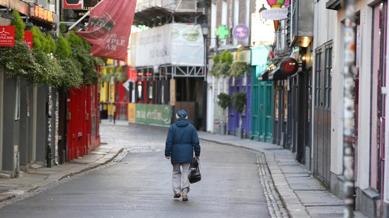 Temple Bar in Dublin on Thursday afternoon. Photograph: Stephen Collins/Collins Photos