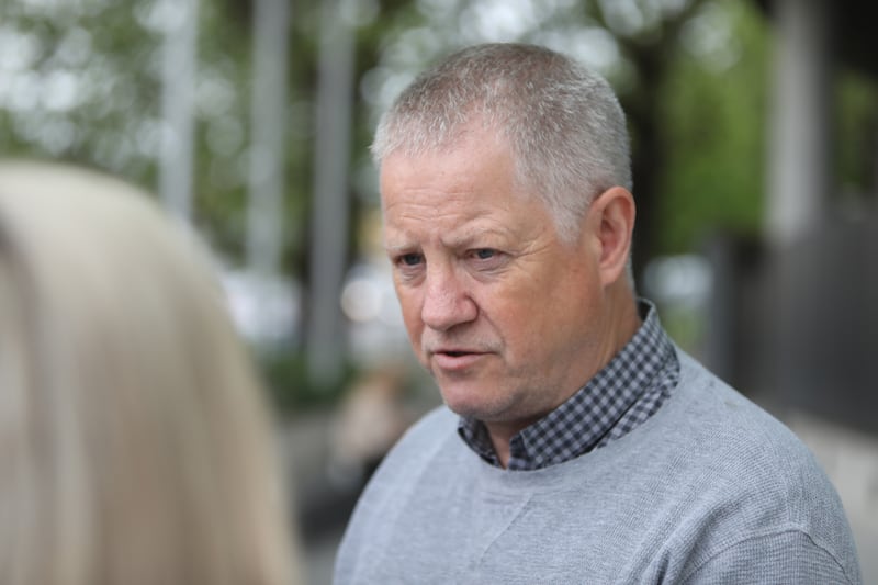 Jack MacGowan speaks to the media outside the CCJ. Photograph: Collins