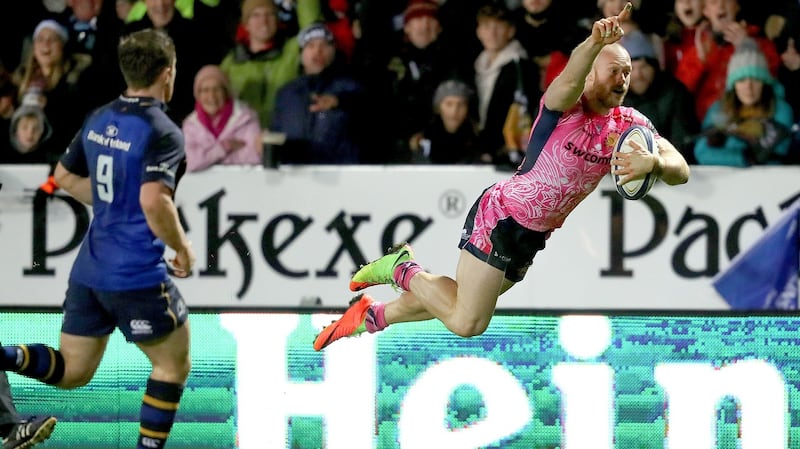 James Short scores a try during the Champions Cup clash. Photo: Dan Sheridan /Inpho
