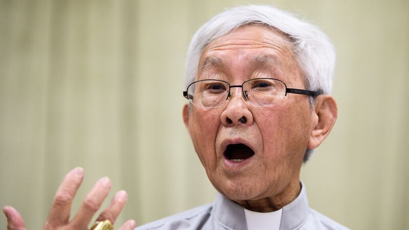 Cardinal Joseph Zen, former Bishop of Hong Kong, speaks during a press conference at the Salesian House of Studies in Hong Kong. Photograph: Anthony Wallace/AFP/Getty Images.