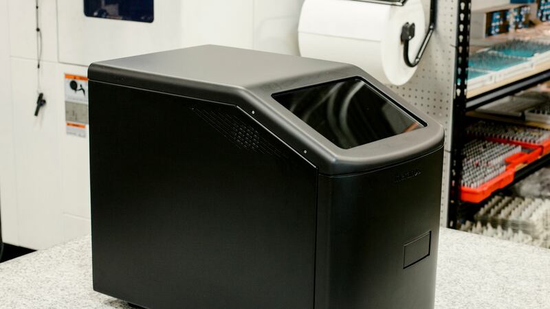 The blood testing machine made by Theranos. Photograph: Carlos Chavarria/The New York Times