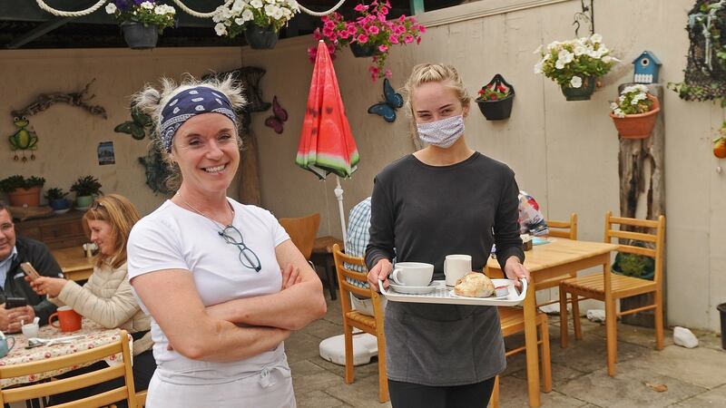 Louisburgh 74 cafe owner Edwina Walsh with Ellen Power. Photograph: Conor McKeown