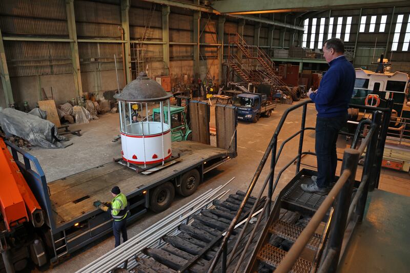 The restored section is prepared to be transported from the workshop to its new resting place. Photograph: Nick Bradshaw/The Irish Times