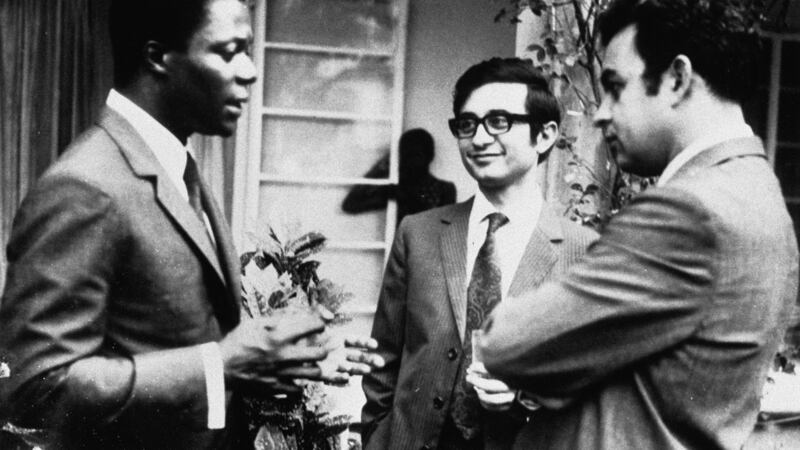 Kofi Annan, left,  with fellow students, during his younger years, as an MIT Sloan Fellow, studying copper industry, in Zambia, 1971. Photograph: EPA/United Nations