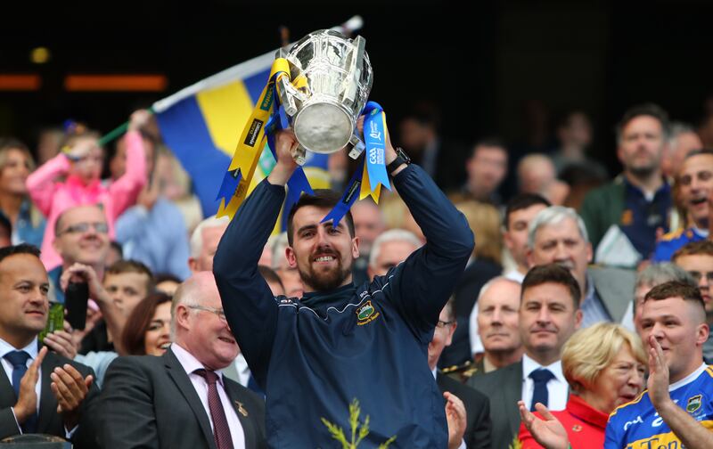 Tipperary’s Patrick 'Bonner' Maher lifts the Liam MacCarthy cup after victory over Kilkenny in the 2019 All-Ireland final. Photograph: James Crombie/Inpho