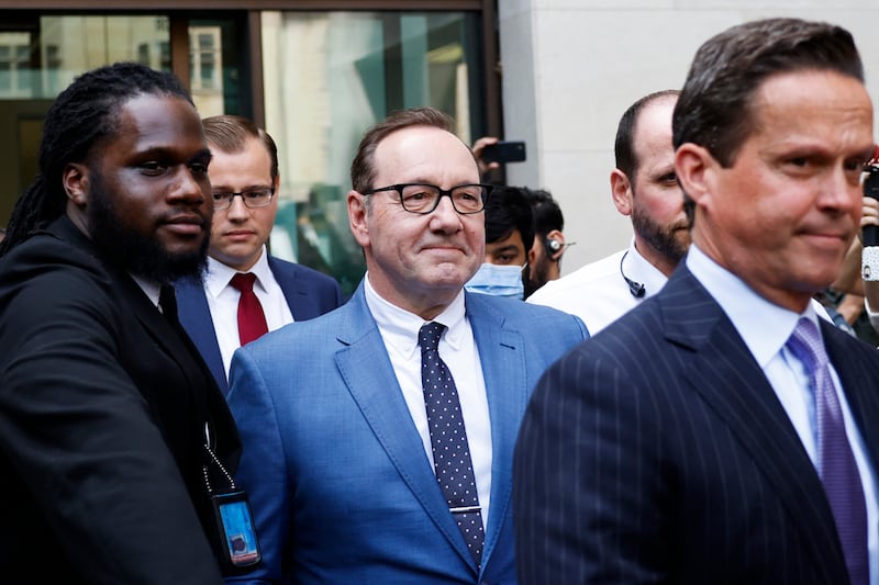 Actor Kevin Spacey leaves the Westminster Magistrates' Court, in London after attending the opening of his trial. Photograph: Carlos Jasso/AFP via Getty Images