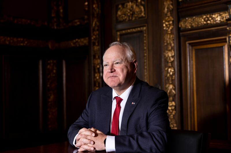 Governor Tim Walz pictured at the State Capitol in St Paul, Minnesota, April 2023. Photograph: The New York Times