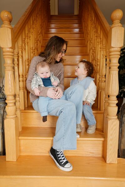 Cathy Coleman and her children, Syve and Luke. Photograph: Alan Betson

