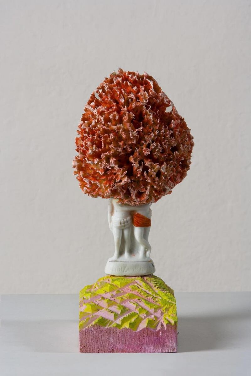 Janet Mullarney, Confabulating (sponge, wood, ink and acrylic)