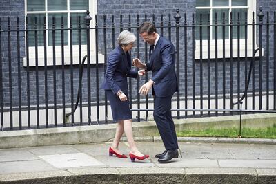 UK prime minister Theresa May greets prime minister of the Netherlands, Mark Rutte, outside No 10 Downing street in February, 2018.