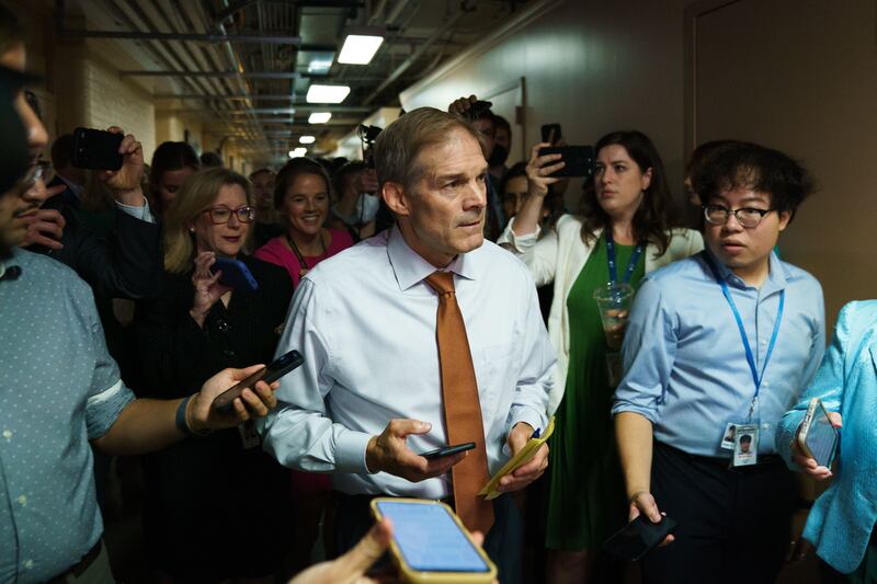 Conservative congressman Jim Jordan (centre). Photograph: Will Oliver/EPA