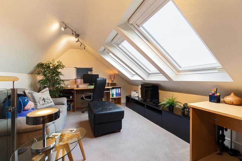A snazzy addition for his son was reclaiming part of the attic to make a mezzanine level off his bedroom. It now leads to a fine teenagers’ den/games room lit by a triad of Velux.