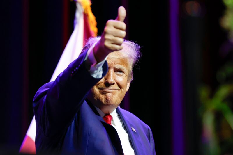 Donald Trump pleaded not guilty on Thursday to crimes related to his efforts to overturn the results of his 2020 election loss. Photograph: Butch Dill/AP