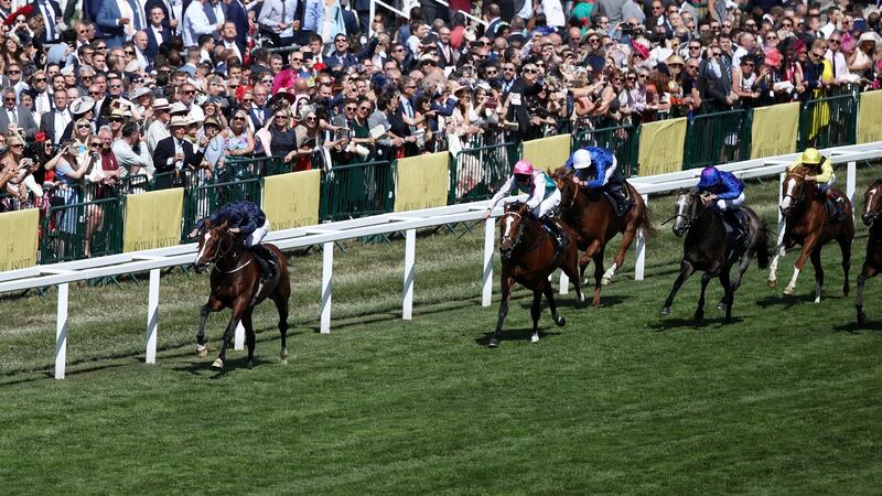 Hunting Horn and Ryan Moore take the Hampton Court Stakes. Photograph: John Walton/PA