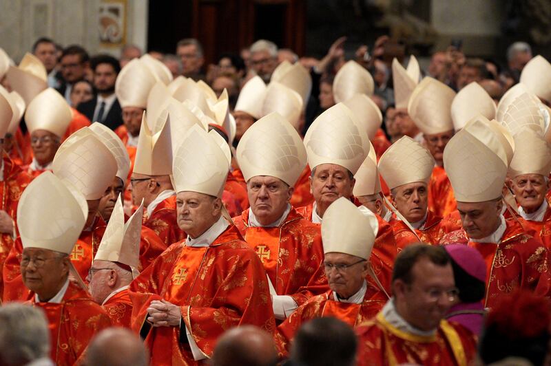 Cardinals attend a mass on Wednesday for the election of pope. Photograph: Christopher Furlong/Getty Images