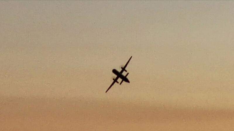 This frame grab taken from footage filmed by bystander John Wauldron at Chambers Bay Park and Golf Course  shows the airplane making an unlikely upside-down aerial loop. Photo John Wauldron/AFP