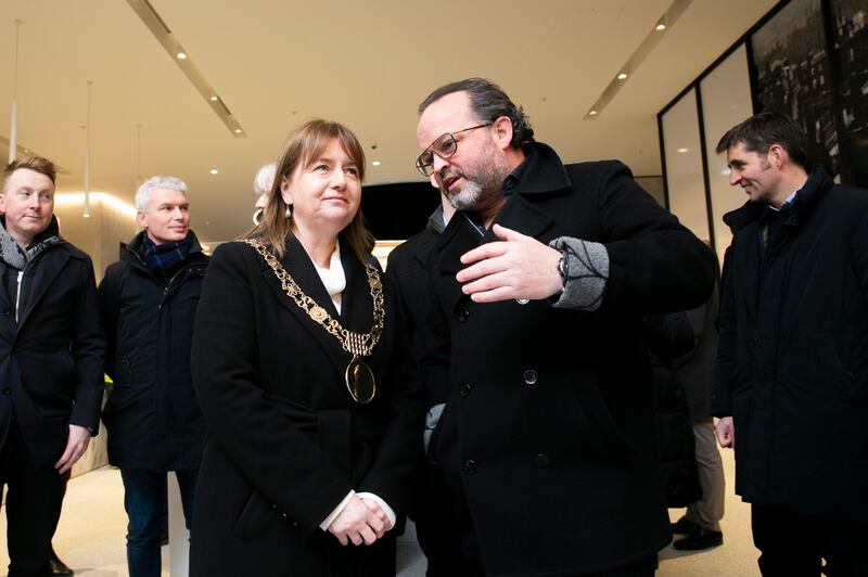  Lord Mayor of Dublin  Caroline Conroy & Derek McGrath CEO 
Core Capital during the opening of the new public exhibition. Photograph: Gareth Chaney/ Collins Photos