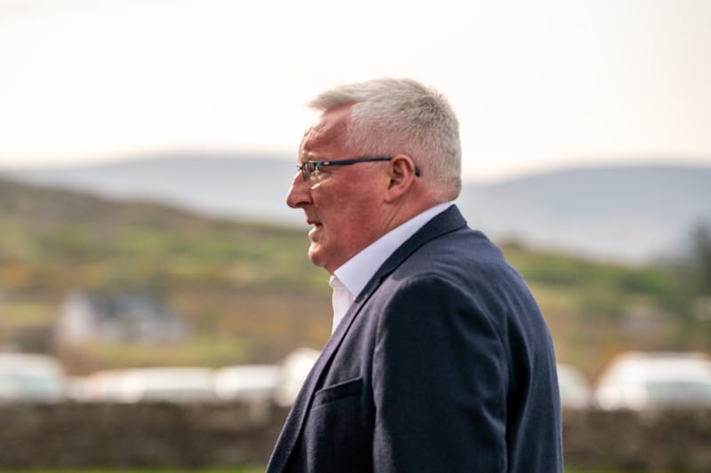 Pat Spillane at St Finian's Church for the funeral. Photograph: Noel Sweeney/PA Wire