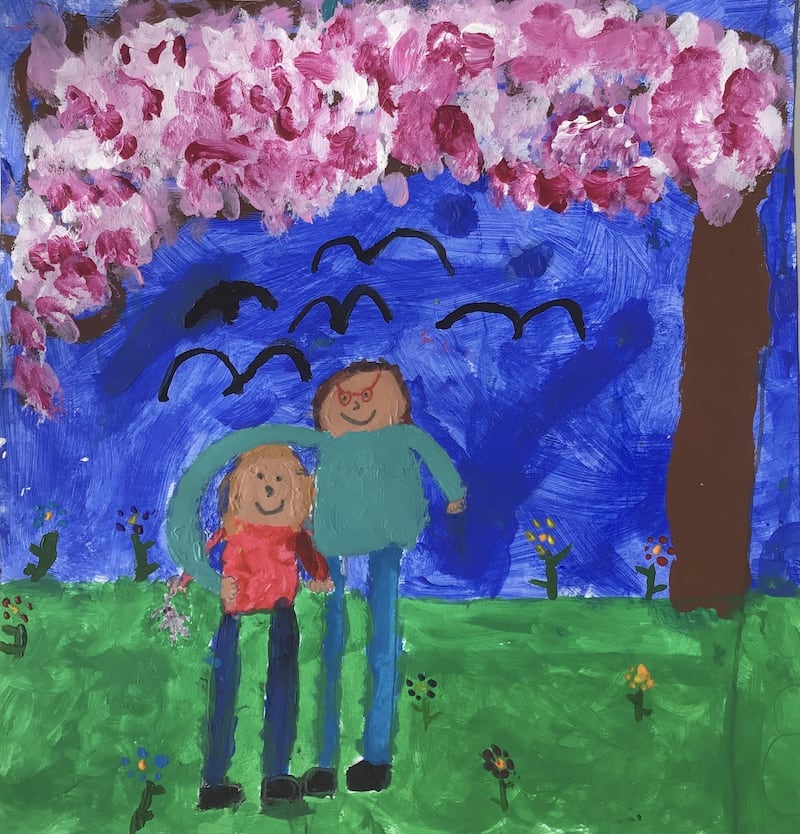 RUNNER UP: Holly Aird, aged 6. ‘This is a picture of me and my nanny. I’m looking forward to seeing my nanny, giving her a hug and having a sleepover with her and my grandad when this is all over.’