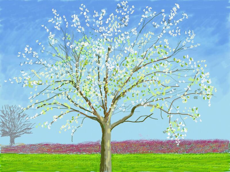 No. 133, March 3rd, 2020, iPad painting by David Hockney, from David Hockney: The Arrival of Spring, Normandy, 2020, Royal Academy of Arts, London