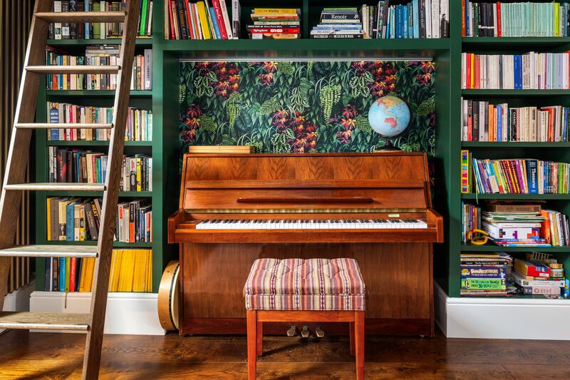 Piano in library. Photograph: Keith Owens