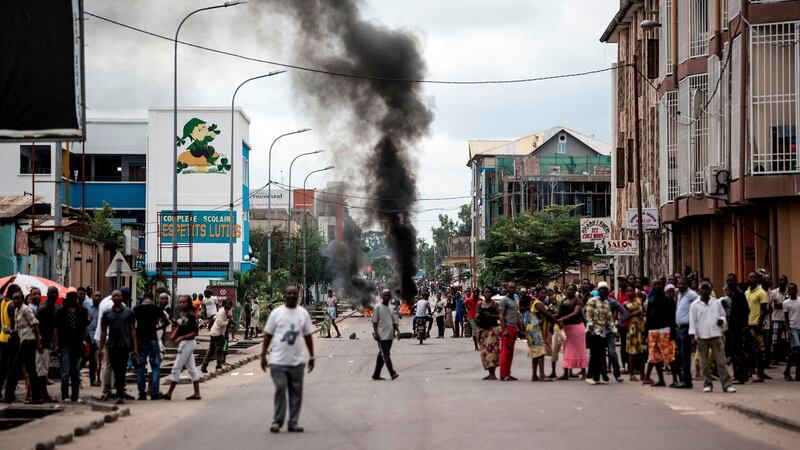 Protesters burn tyres during a demonstration in Kinshasa calling for President Joseph Kabila of the Democratic Republic of the Congo  to step down on, January 21st, 2018. Photograph: John Wessels/AFP/Getty Images