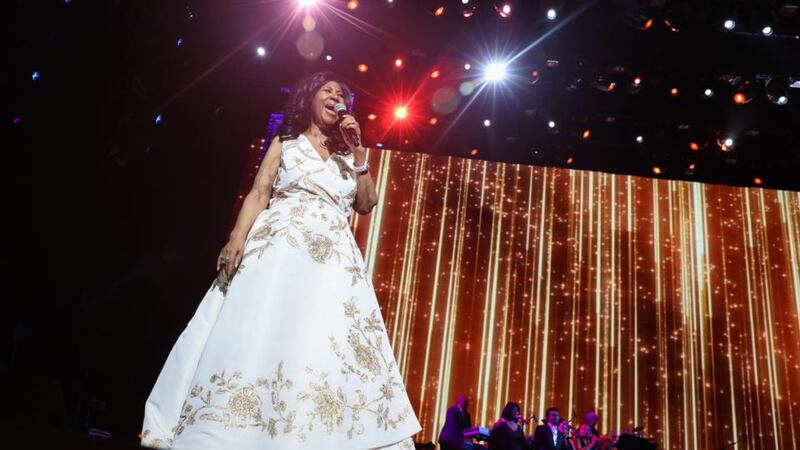 Aretha Franklin performs at the opening night of the Tribeca Film Festival at Radio City Music Hall in New York in 2017. Photograph: Rebecca Smeyne/The New York Times