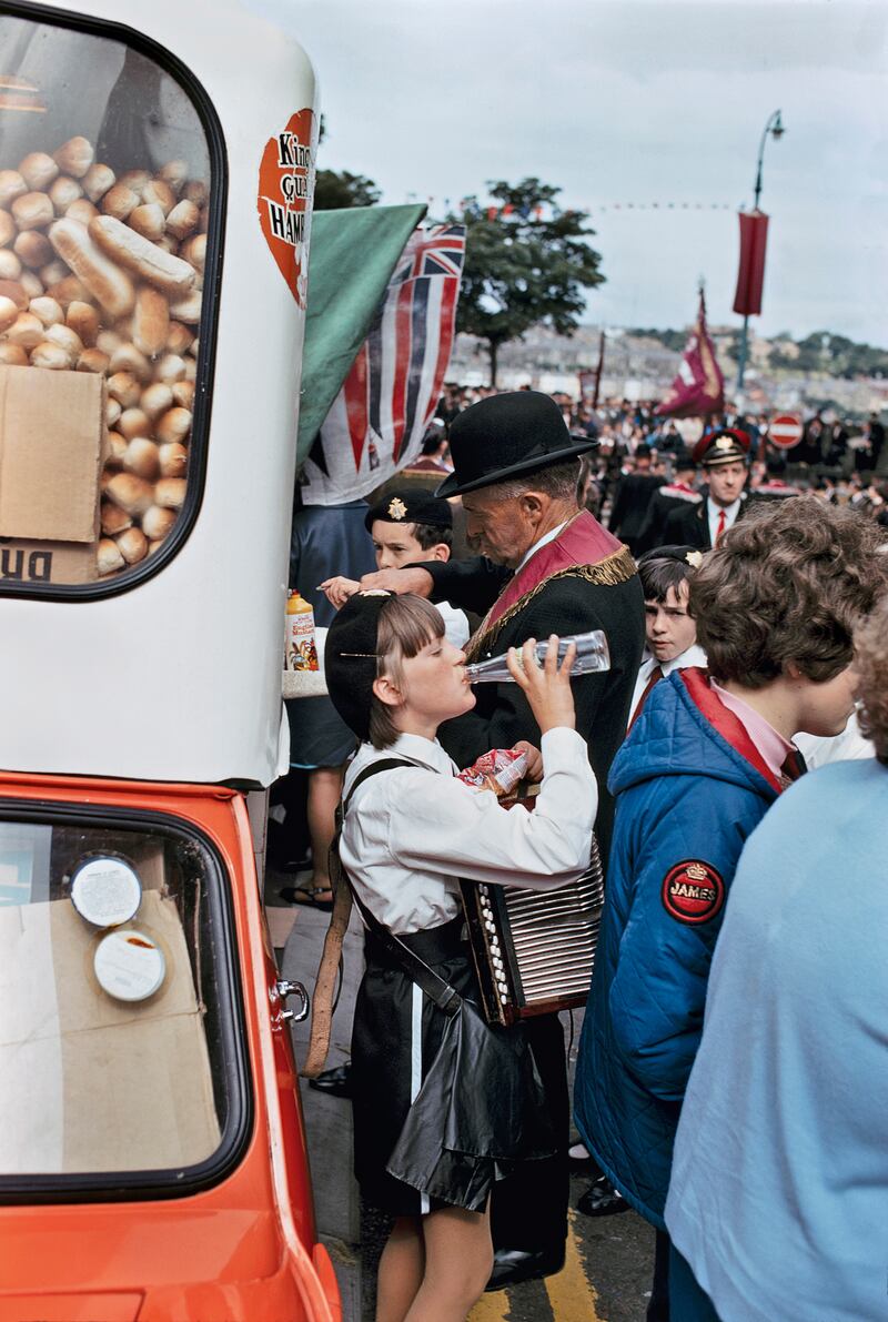 A young bandmember at a Twelfth of July parade in Derry around 1969.