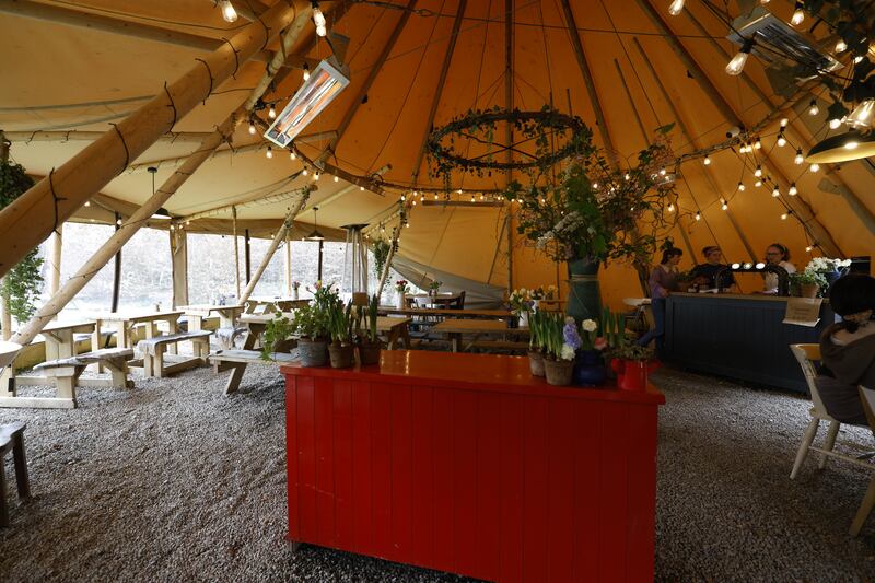 Grangecon Kitchen has house-made juices and food served under a large yurt-style tent. Photograph: Nick Bradshaw