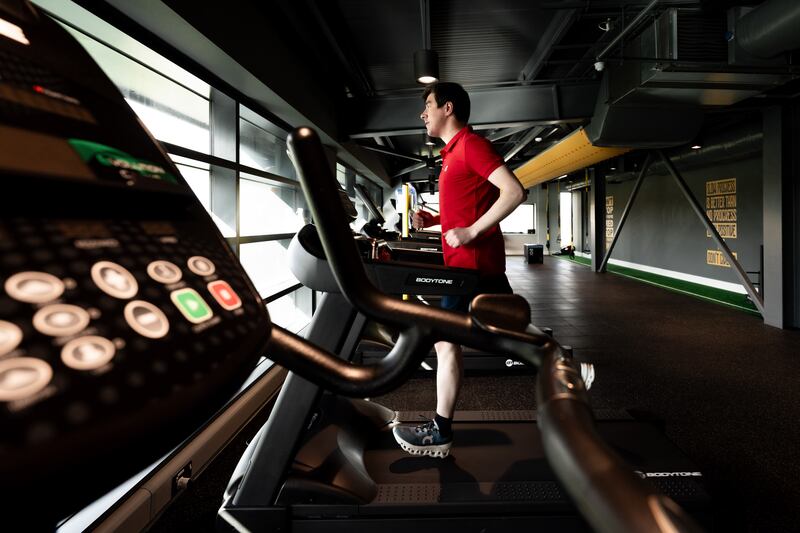 Kevin gets a lunchtime workout in the fully-equipped gym