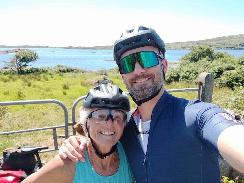 Mother and son, enjoying the fine weather