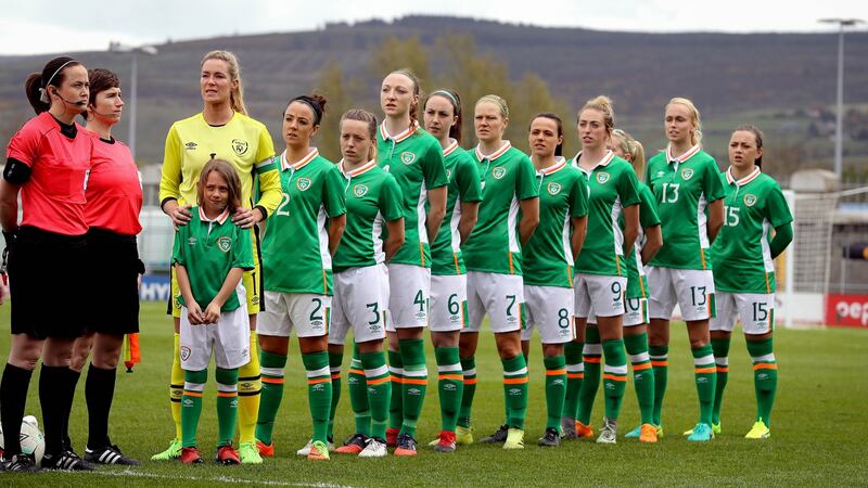 Ireland stand for the national anthem Photograph: Ryan Byrne/Inpho