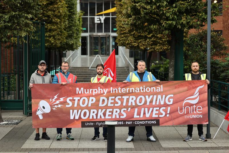 Maira at a protest in Dublin to higlight union-busting by construction company Murphy International Ltd. Photograph: Nick Bradshaw
