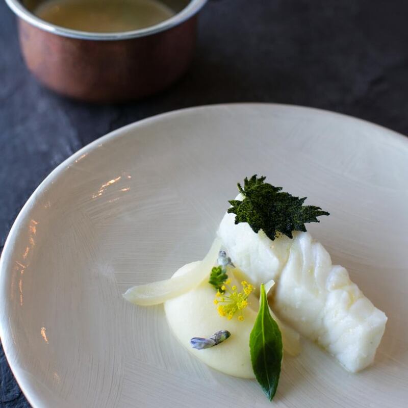 Turbot, Ardmore potatoes and duck egg sauce at House Restaurant