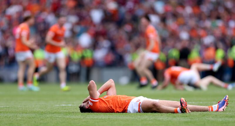 Stefan 'Soupy' Campbell at the final whistle in the All-Ireland final. Photograph: James Crombie/Inpho
