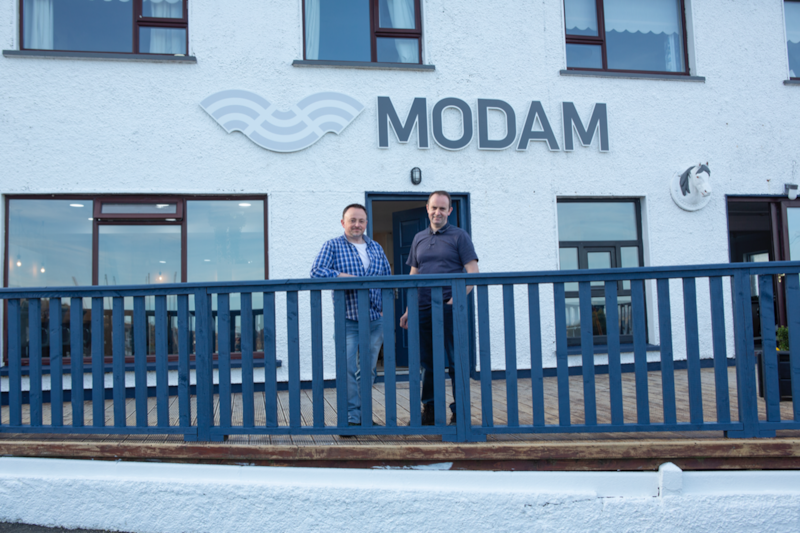 Adrian Begley of the Arranmore Business Council and Seamus Bonner outside MODAM – Mol Oifig Digiteach Árainn Mhór, Ireland’s first offshore digital hub