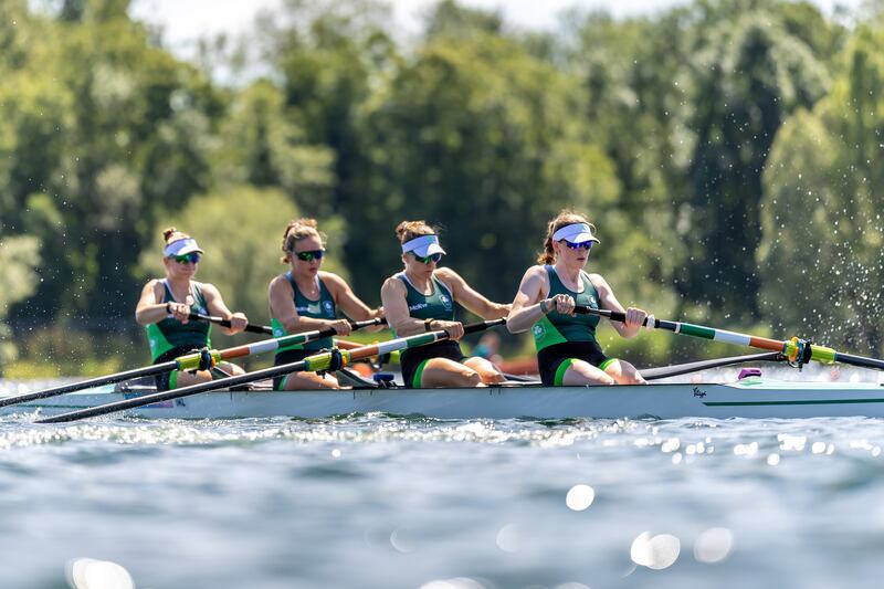 The women’s four of Emily Hegarty, Natalie Long, Eimear Lambe and Imogen Magner must also contest a repechage. Photograph: Morgan Treacy/Inpho