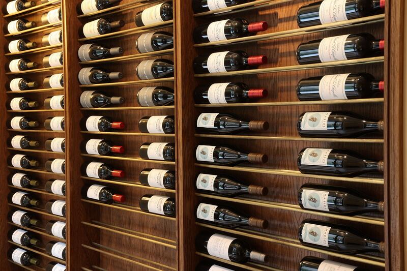A wall of wine storage in the restaurant. Photograph: Nick Bradshaw