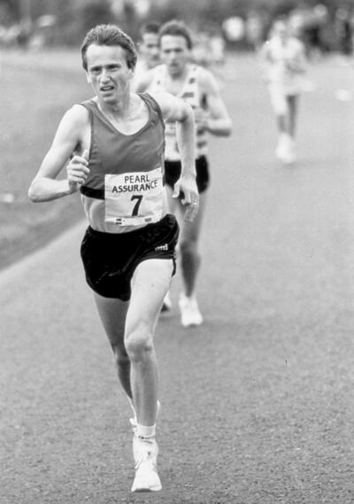 John Treacy running in the Pearl Assurance Great North Run, in England, in July 1988. Photograph: Billy Stickland/Inpho