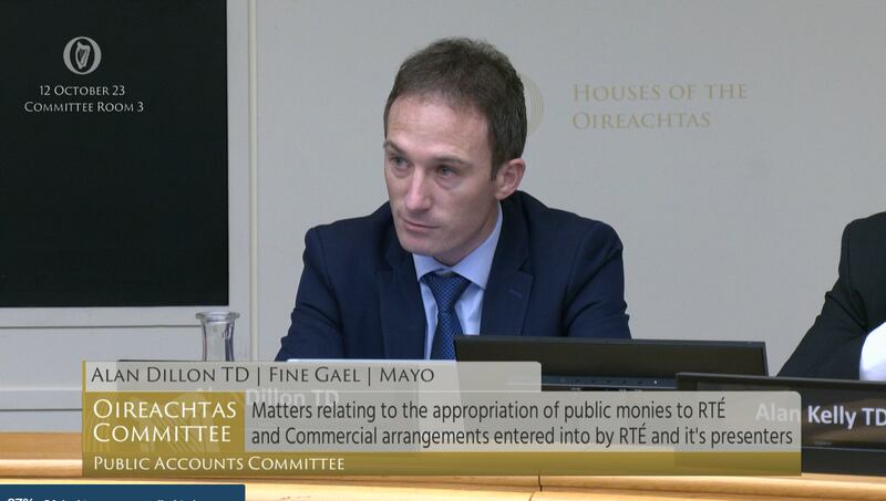 Fine Gael TD Alan Dillon was told by Kevin Bakhurst that RTÉ was precluded from discussing individuals. Source: Oireachtas TV