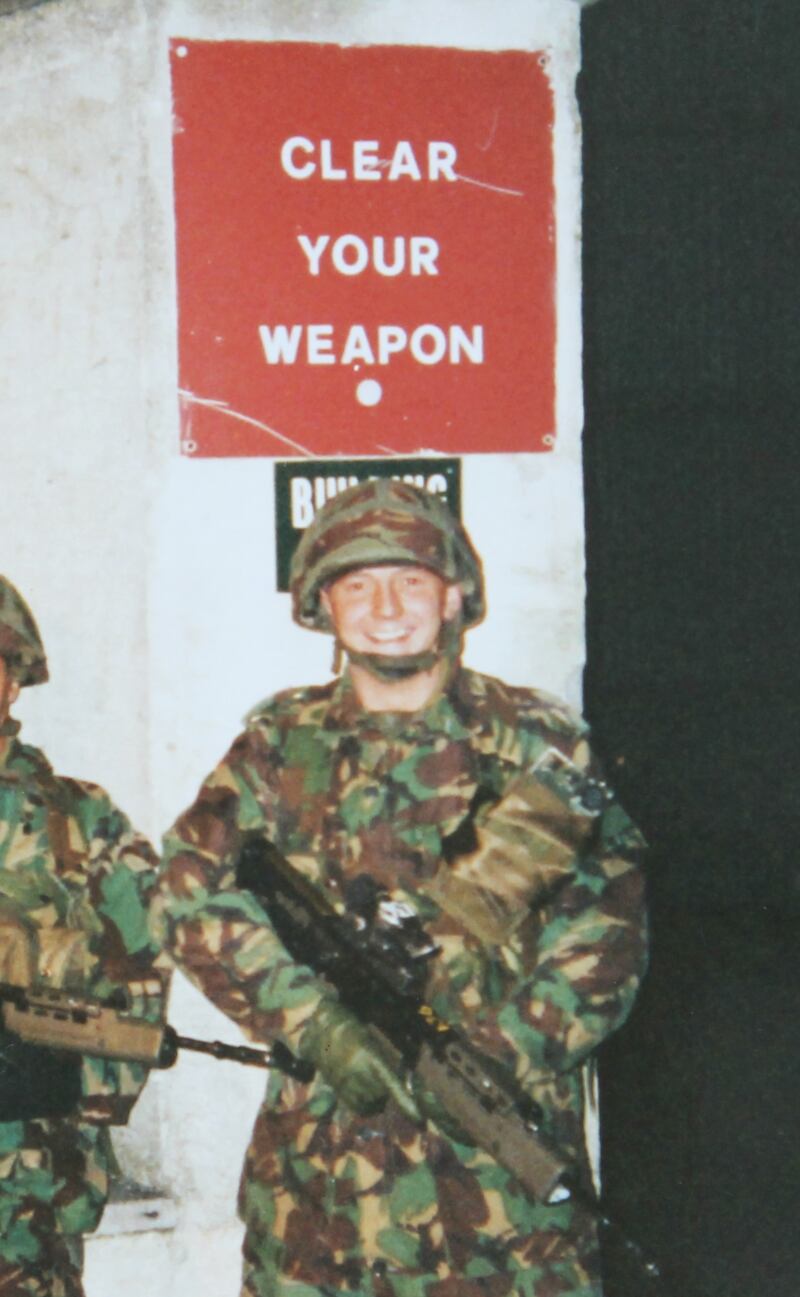 Jonathan Trigg, seen here as a lieutenant in the Royal Anglian Regiment during a tour in Tyrone in late 1993 in the British army's Dungannon base