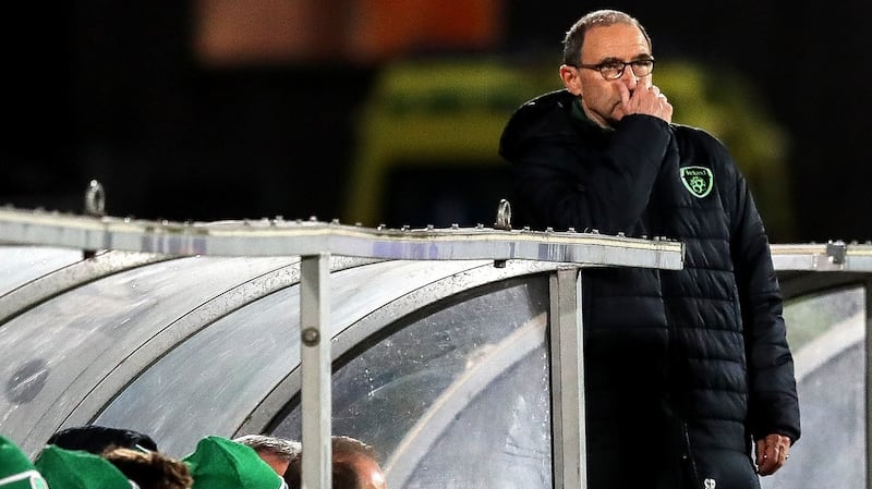 The end. O’Neill’s final game came away to Denmark, as his side drew 0-0 in Aarhus. Photograph: Ryan Byrne/Inpho