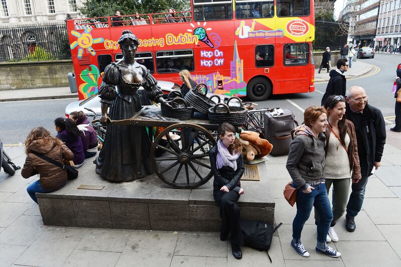 Molly Malone moved from her original location at the bottom of 
Grafton Street around the corner to in front of St Andrew's Church.
Photograph: Cyril Byrne 