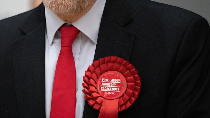 Labour Party leader Jeremy Corbyn speaks from the stage at Sobell leisure centre after retaining his parliamentary seat. Photograph: Leon Neal/Getty Images