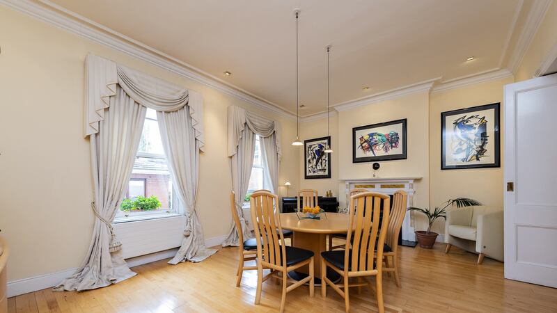 The dining area at 17 Herbert Park, Ballsbridge, Dublin 4.